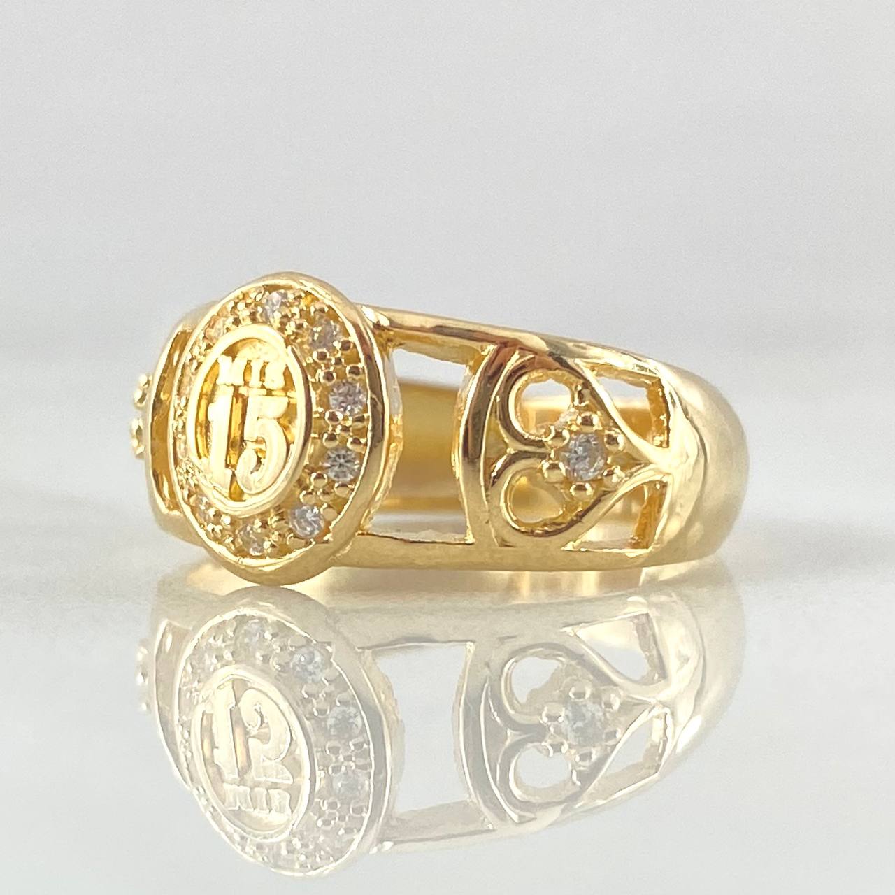 Anillo 15s Corazon Ramilletes 3.55gr / T6 1/4 / Oro 18K ©