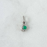Dije Luna 0.55gr / 1.2cm / 7 pts Esmeralda Oro Blanco 18K (Joya) *