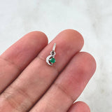 Dije Luna 0.55gr / 1.2cm / 7 pts Esmeralda Oro Blanco 18K (Joya) *