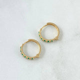 Candongas Carril Filigrana 2.15gr / 1.4cm / 36 pts Esmeraldas Oro Amarillo 18K (Joya) *