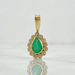 Dije Gota 3.1gr / 2.2cm / 46 pts Esmeralda - Circones Blancos Oro Amarillo 18K (Joya) *
