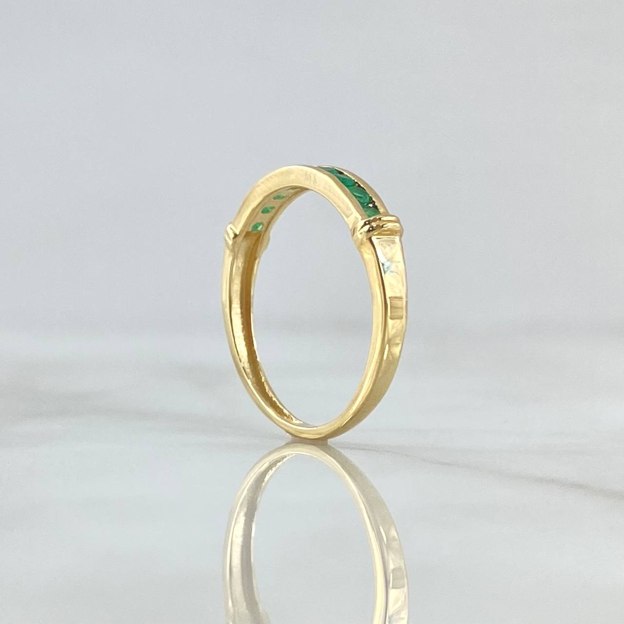 Anillo Marco en Carril 1.95gr / T6 1/2 / 27 pts Esmeraldas Oro Amarillo 18K (Joya) *
