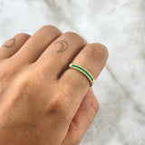 Anillo Marco en Carril 1.95gr / T6 1/2 / 27 pts Esmeraldas Oro Amarillo 18K (Joya) *