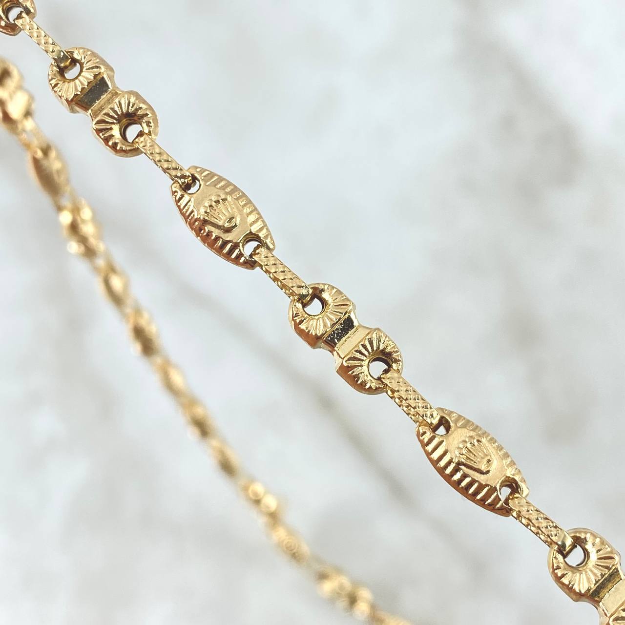 Cadena Rustica Corona Reloj de Arena 16.5gr / 60cm / 5.2mm Diamantada Oro Amarillo 18K *