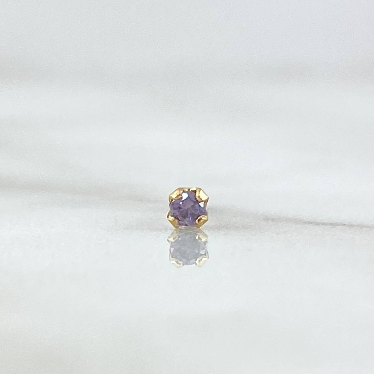 Piercing Chispa Fija 0.1gr / 1cm / Circon Lila   Oro Amarillo 18K (Joya)