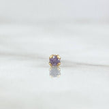 Piercing Chispa Fija 0.1gr / 1cm / Circon Lila   Oro Amarillo 18K (Joya)