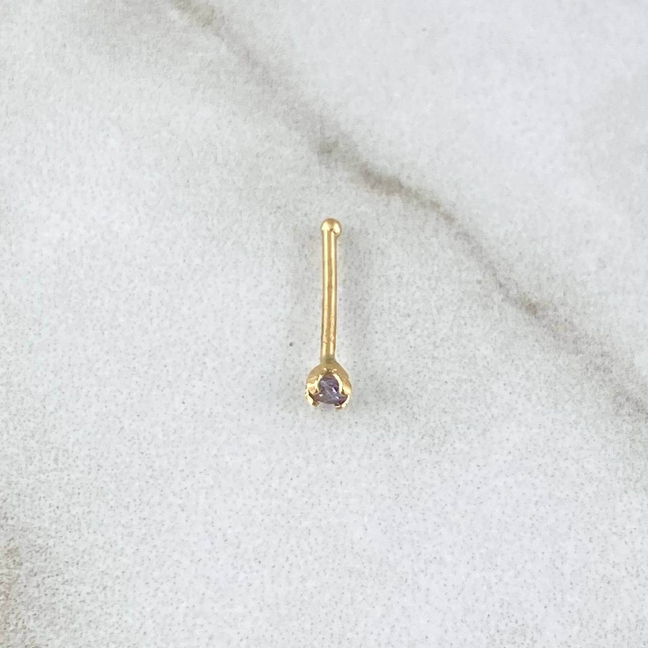 Piercing Chispa Fija 0.1gr / 1cm / Circon Lila   Oro Amarillo 18K (Joya)