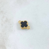 Herraje Trebol VCyA 0.95gr / 2cm / Onix Negro Punteado Oro Amarillo Nac.Esp. 18K