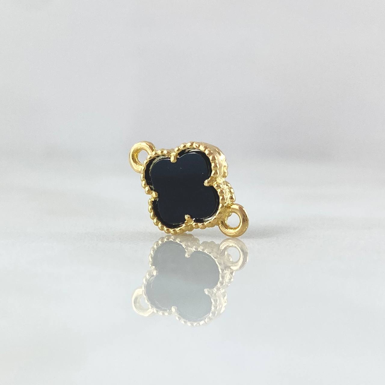 Herraje Trebol VCyA 1gr / 2cm / Onix Negro Punteado Oro Amarillo Nac.Esp. 18K
