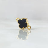 Herraje Trebol VCyA 0.95gr / 2cm / Onix Negro Punteado Oro Amarillo Nac.Esp. 18K