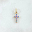 Dije Cruz Doble Faz 0.65gr / 2cm / Circones Blancos Rosados Azules Oro Amarillo 18K