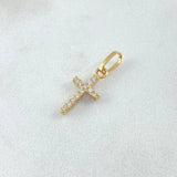 Dije Cruz Doble Faz 0.65gr / 2cm / Circones Blancos Rosados Azules Oro Amarillo 18K