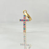 Dije Cruz Doble Faz 0.65gr / 2cm / Circones Blancos Rosados Azules Oro Amarillo 18K