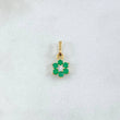 Dije Flor Nevada 0.8gr / 1.5cm / Circones Verdes Blancos Oro Amarillo 18K