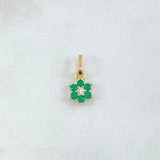 Dije Flor Nevada 0.8gr / 1.5cm / Circones Verdes Blancos Oro Amarillo 18K