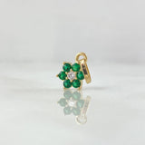 Dije Flor Nevada 0.8gr / 1.5cm / Circones Verdes Blancos Oro Amarillo 18K