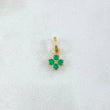 Dije Flor Cuatro Petalos 0.6gr / 1.5cm / Circones Verdes Oro Amarillo 18K