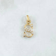Dije Letra S 1.25gr / 2cm / Circones Blancos Oro Amarillo 18K