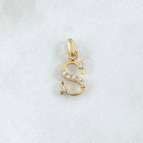 Dije Letra S 1.25gr / 2cm / Circones Blancos Oro Amarillo 18K