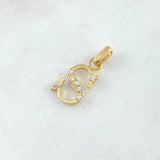 Dije Letra S 1.25gr / 2cm / Circones Blancos Oro Amarillo 18K