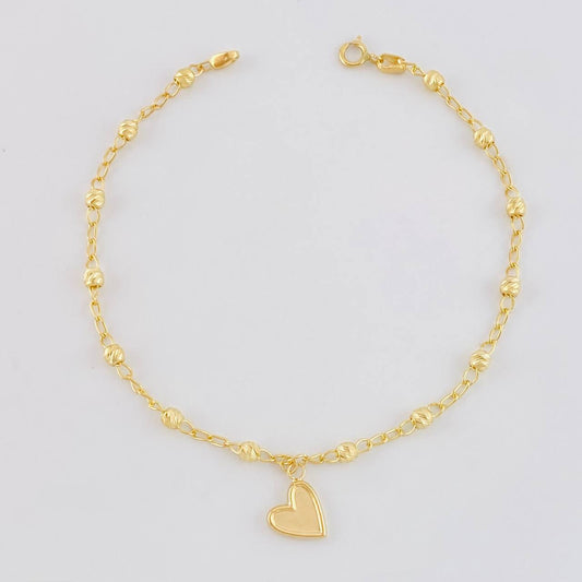 Pulso Tipo Militar Dije Corazón 2.15g / 18.5cm / 3.05mm Oro Amarillo 18K