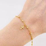 Pulso Tipo Militar Dije Cruz 2g / 18.5cm / 3.05mm Oro Amarillo 18K
