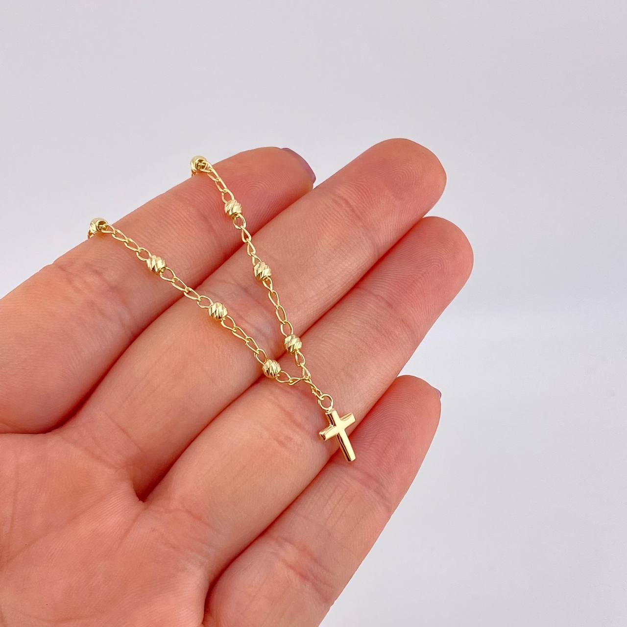 Pulso Tipo Militar Dije Cruz 2g / 18.5cm / 3.05mm Oro Amarillo 18K