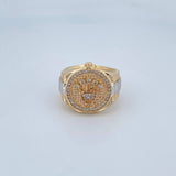 Anillo Correa Corona RX 9.95gr / T9 1/2 / Circones Blancos Dos Oros Amarillo Blanco 18K $