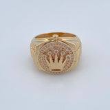 Anillo Correa Corona RX 13.55gr / T9 3/4 / Circones Blancos Oro Amarillo 18K $