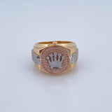 Anillo Correa Corona RX 12.1gr / T9 1/2 / Circones Blancos Tres Oros 18K $