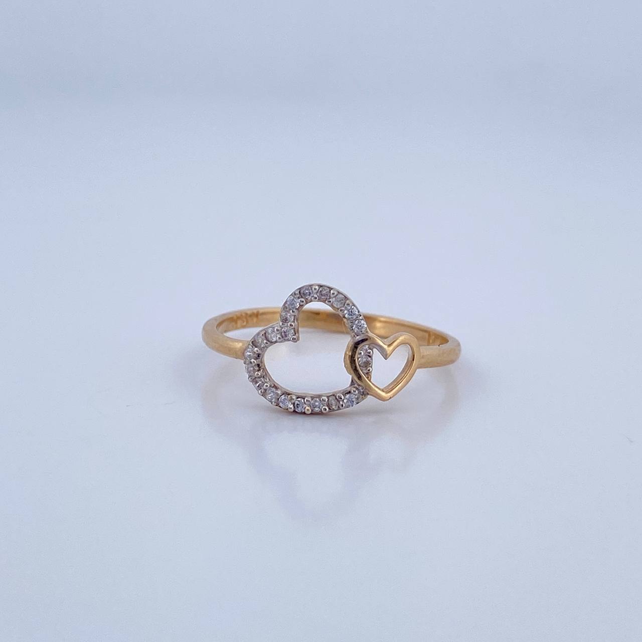 Anillo Pareja Corazones 1.8gr / T7 3/4 / Oro 18K &
