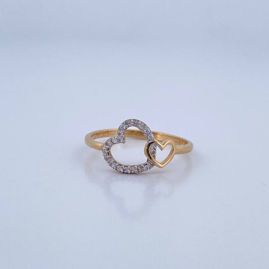 Anillo Pareja Corazones 1.8gr / T7 3/4 / Oro 18K &