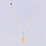 Set Cadena Flor Espejo + Dije Ángel de la Guarda / 1.25g / 45cm Oro Amarillo 18K