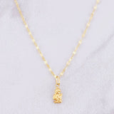 Set Cadena Flor Espejo + Dije Ángel de la Guarda / 1.25g / 45cm Oro Amarillo 18K
