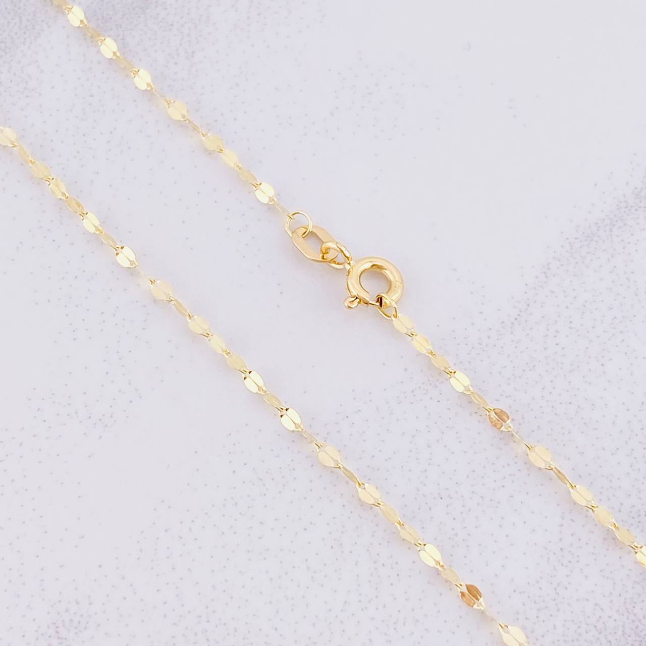 Set Cadena Flor Espejo + Dije Ángel de la Guarda / 1.25g / 45cm Oro Amarillo 18K