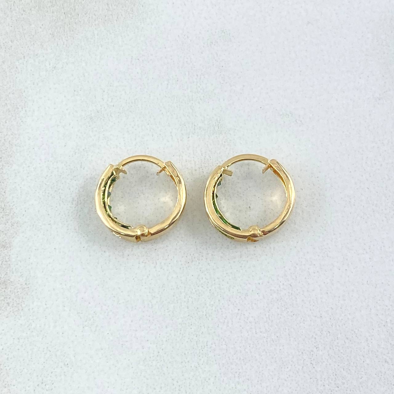 Candongas Carril 0.8gr / 1cm / Circones Verde Oro Amarillo 18K *