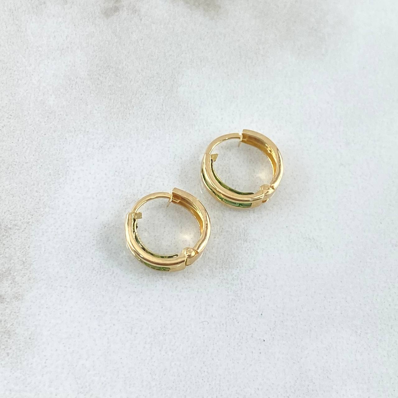 Candongas Carril 0.8gr / 1cm / Circones Verdes Oro Amarillo 18K