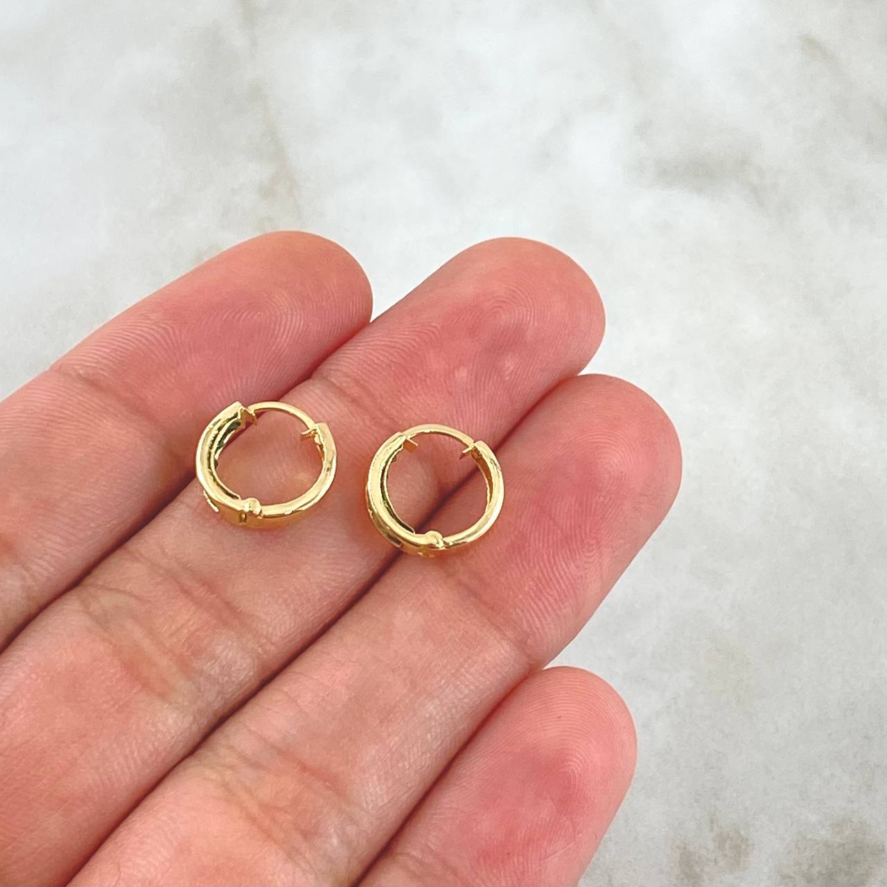 Candongas Doble Carril 0.8gr / 1cm / Circones Verde Oro Amarillo 18K *