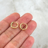 Candongas Doble Carril 0.8gr / 1cm / Circones Verde Oro Amarillo 18K *