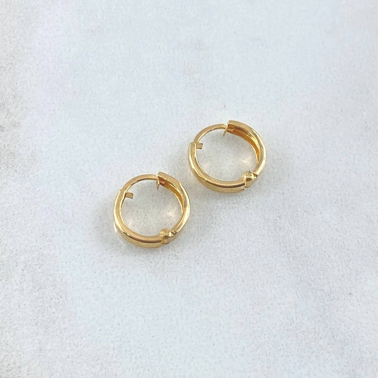 Candongas Carril Texturizado 0.7gr / 1cm / Espiga Oro Amarillo 18K *