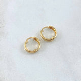 Candongas Carril Texturizado 0.7gr / 1cm / Espiga Oro Amarillo 18K *