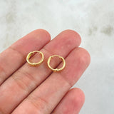 Candongas Carril Texturizado 0.65gr / 1cm / Espiga Oro Amarillo 18K