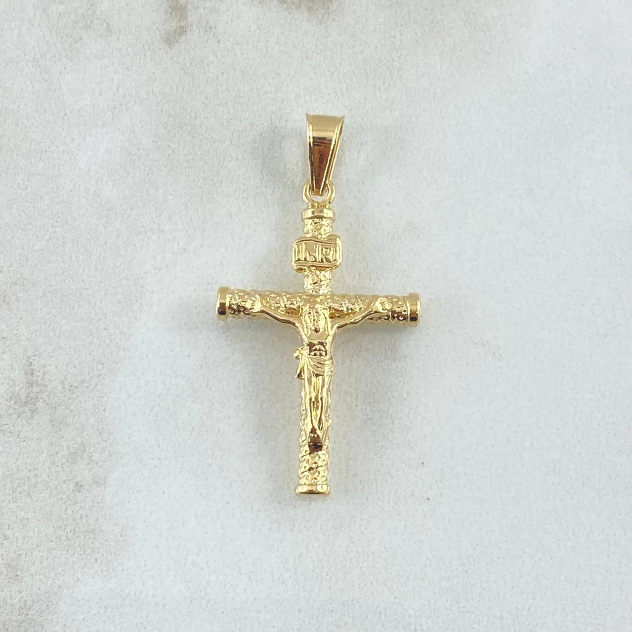 Dije Cruz Cristo 1.3gr / 3.6cm / Bastón Atornillado Punteado Oro Amarillo 18K