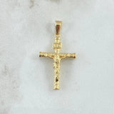 Dije Cruz Cristo 1.3gr / 3.6cm / Bastón Atornillado Punteado Oro Amarillo 18K