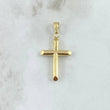 Dije Cruz Puntas Planas 0.5gr / 2.4cm / Lisa Troquelada - Cargador Bordeado Oro Amarillo 18K