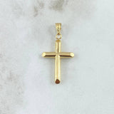 Dije Cruz Puntas Planas 0.5gr / 2.4cm / Lisa Troquelada - Cargador Bordeado Oro Amarillo 18K