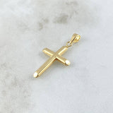 Dije Cruz Puntas Planas 0.5gr / 2.4cm / Lisa Troquelada - Cargador Bordeado Oro Amarillo 18K