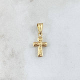 Dije Cruz Cristo Liso 0.5gr / 2.1cm / Cargador Bordeado Oro Amarillo 18K