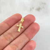 Dije Cruz Cristo Liso 0.5gr / 2.1cm / Cargador Bordeado Oro Amarillo 18K