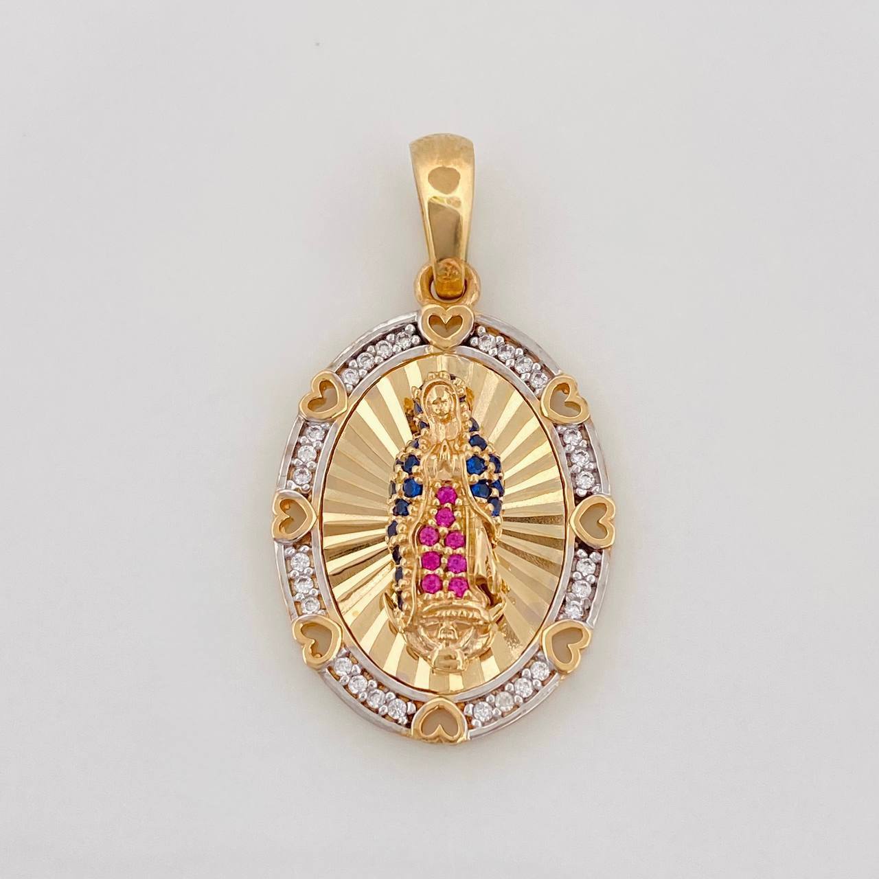 Dije Medalla Virgen Guadalupe 5.2g / 3.3cm Dos Oros Amarillo Blanco 18K